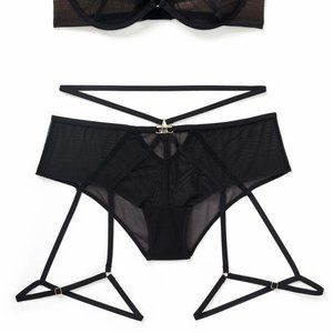 Transparent Nylon Layered Mesh Statement Harness Panties